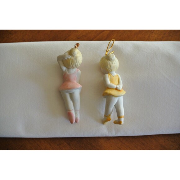 Lot of 2 Vintage 1990s Porcelain Bisque Ballerina Ornaments Lillian Vernon 3.75" - Picture 3 of 10